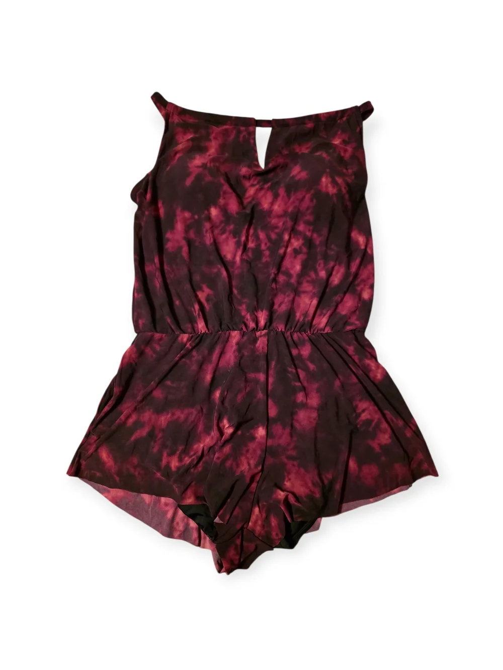 Aqua Green Tie-Dye Romper – Red & Black – Sleeveless – Size M – NWT - Picture 2 of 2